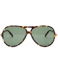 Chloé - Tortoiseshell-Effect Pilot-Frame Sunglasses - Lyst