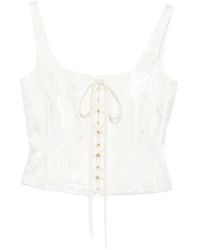 McQueen - Top Con Cordones Y Motivo Floral En Jacquard - Lyst