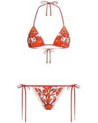 Dolce & Gabbana - Dolce & Gabbana Maiolica Print Bikini Set - Lyst