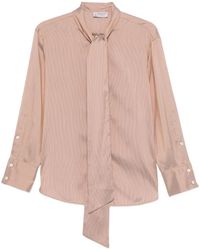 Alberto Biani - Tie-Neck Striped Shirt - Lyst