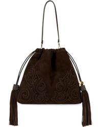 Etro - Medium Suede Kalispera Bag With Patch And Tassels - Lyst