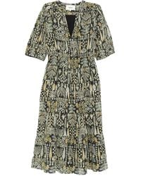 Ba&sh - Robe Mi-Longue Fleurie À Manches Bouffantes Panissa - Lyst