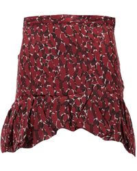 Saint Laurent - Ruffled Abstract-Print Mini Skirt - Lyst