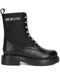 Love Moschino - Lace-Up Logo-Plaque Ankle Boots - Lyst