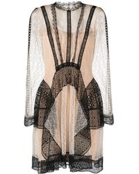 Alberta Ferretti - Miniabito In Pizzo Beige Chiaro e Nero - Lyst