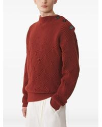 Lanvin - Buttoned-Shoulder Diamond-Pattern Sweater - Lyst
