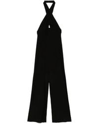 Norma Kamali - 'Cross Halter Straight Leg' Jumpsuit - Lyst