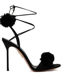 Aquazzura - 105Mm Cherry Kiss Pompom Tie Sandals - Lyst