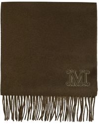 Max Mara - Sciarpa Con Logo Ricamato E Frange - Lyst
