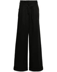 Palm Angels - Logo-tag Pleated Straight Trousers - Lyst