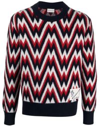 Moncler - Logo-patch Patterned Wool Jumper - Lyst