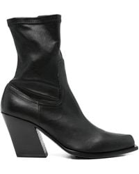 Vic Matié - Stretch-Leather Pointed-Toe Boots - Lyst