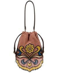 Etro - Small Suede Kalispera Bag With Beads And Fringes - Lyst