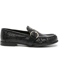 Miu Miu - Buckled Crinkled-Leather Loafers - Lyst