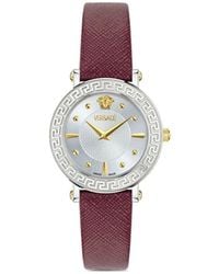 Versace - Ronda Greca-Detail Leather Watch - Lyst