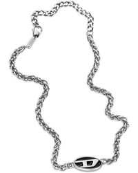 DIESEL - Collar de cadena con colgante del logo - Lyst