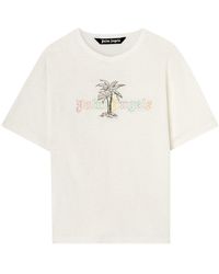 Palm Angels - Graphic-print Regular-fit Cotton And Linen-blend T-shirt X - Lyst