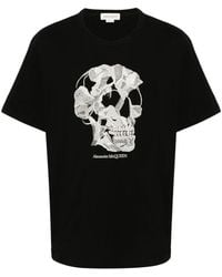 McQueen - T-Shirt Met Geborduurde Doodskop - Lyst