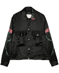 Song For The Mute - Falling Flowers Satin Military Jacket - Lyst