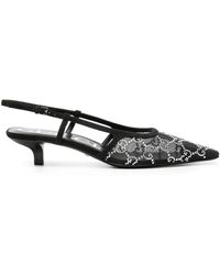 Gucci - GG Mesh & Suede Slingback Pump - Lyst