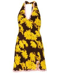 STAUD - Robe Courte Lucca Fleurie À Détails De Dentelle - Lyst