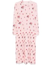 Alessandra Rich - Vestido midi con rosa estampada y detalle de pinzas - Lyst