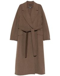 Max Mara - Jas Met Revers En Ceintuur - Lyst