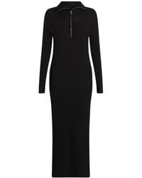 KARL LAGERFELD - Ribbed-Knit Half-Zip Maxi Dress - Lyst