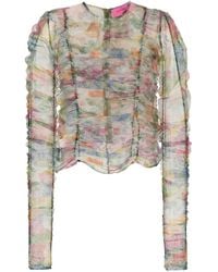Viktor & Rolf - Floral-Print Sheer Blouse - Lyst