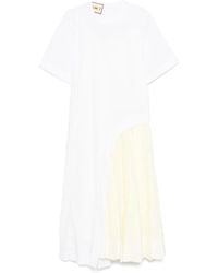 Plan C - Pleat-Insert Cotton Midi Dress - Lyst