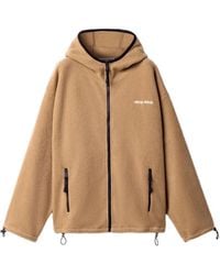 Miu Miu - Cotton Fleece Zipper Hoodie - Lyst