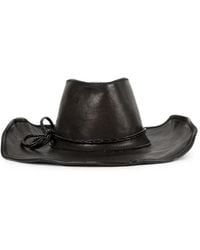 Ann Demeulemeester - Grained-Leather Braided-Trim Hat - Lyst