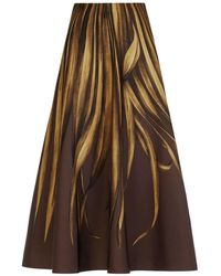 Oscar de la Renta - Palm Leaves Faille Skirt - Lyst