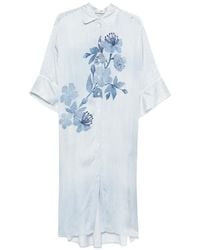 ERMANNO FIRENZE - Floral-Print Striped Shirt Midi Dress - Lyst