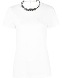 Pinko - Logo-embroidered Cotton T-shirt - Lyst