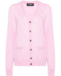 DSquared² - Embroidered-logo Virgin-wool Cardigan - Lyst