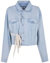 MM6 by Maison Margiela - Raw-Hem Denim Jacket - Lyst