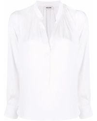 Zadig & Voltaire - V-Neck Satin-Finish Blouse - Lyst