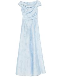 Talbot Runhof - Cowl-Neck Floral-Pattern Dress - Lyst