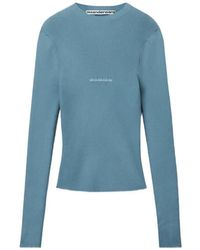 Alexander Wang - Jacquard Logo Long-Sleeve Crew-Neck Top - Lyst