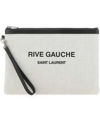 Saint Laurent - Logo-Print Clutch - Lyst