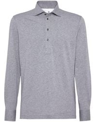 Brunello Cucinelli - Long Sleeve Polo With Shirt-Style Collar - Lyst