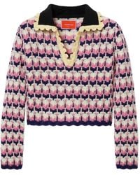 La DoubleJ - Crochet-Trimmed Geometric-Pattern Sweater - Lyst