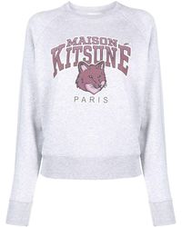 Maison Kitsuné - Fox-motif Mélange-effect Cotton Jumper - Lyst