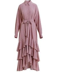 Essentiel Antwerp - Geometric-Pattern Ruffle-Hem Maxi Dress - Lyst