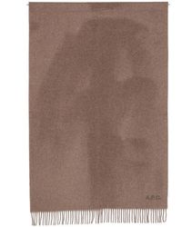 A.P.C. - Logo-Embroidered Fringed Scarf - Lyst
