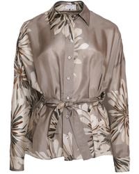 Brunello Cucinelli - Silk Shirt Mother Of Pearl - Lyst
