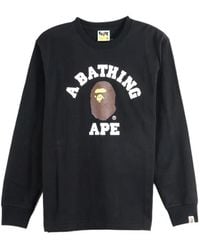 A Bathing Ape - Logo-Print Long-Sleeve T-Shirt - Lyst