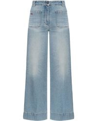 Victoria Beckham - Relaxed Wide-Leg Light Denim Jeans - Lyst