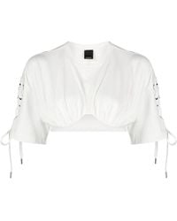 Pinko - レースアップ クロップドtシャツ - Lyst